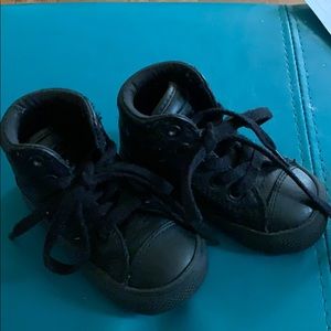 Boys Black Leather Converse